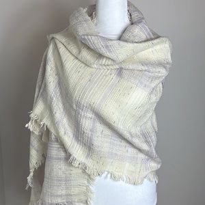 Stunning cream purple silver threaded wrap scarf NWOT 3 for $20